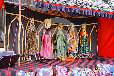 Traditional puppet show at the Jaipur Palace. Editorial Stock Photo