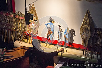 Traditional puppet show in Yogyakarta Editorial Stock Photo