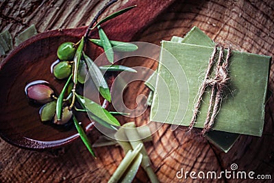 Traditional pure olive oil soap from greece Stock Photo