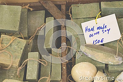 Traditional pure olive oil soap from greece Stock Photo