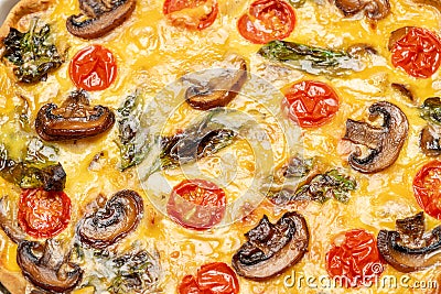 Traditional quiche tart texture top view close-up Stock Photo
