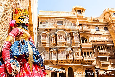 Traditional rajasthani puppets Kathputli in the street shop Editorial Stock Photo