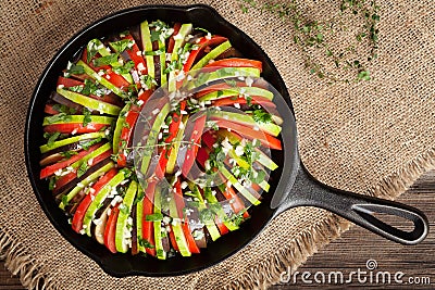 Traditional raw vegetable ratatouille in cast iron Stock Photo