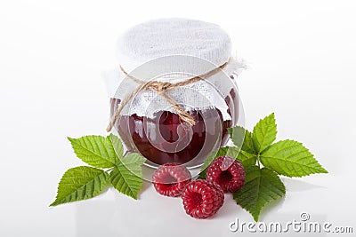 Traditional recipe raspberry confiture Stock Photo
