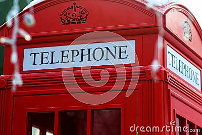 Traditional red british telephone box Stock Photo