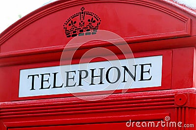 Traditional red british telephone box Stock Photo