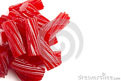 Traditional Red Licorice Pieces Isolated on a White BackgroundRed Licorice Pieces Isolated on a White Background Stock Photo