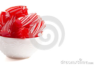 Traditional Red Licorice Pieces Isolated on a White BackgroundRed Licorice Pieces Isolated on a White Background Stock Photo