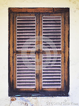 Traditional wooden tropical brown window Stock Photo