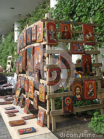 Traditional religious icons painted on wood Editorial Stock Photo