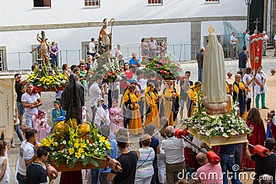 Traditional religious procession of Senhora da Abadia Editorial Stock Photo