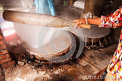Traditional Rice Paper Making Stock Photo