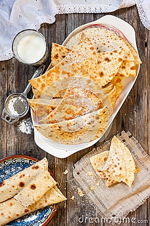 Traditional ritual Karelian pastries. Pies to son in law. Stock Photo