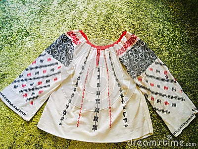 Traditional Romanian Blouse IE - hand made and hand sewn Stock Photo