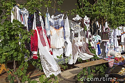 Traditional Romanian blouses called ie Stock Photo