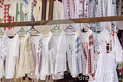 Traditional Romanian peasant blouses Stock Photo