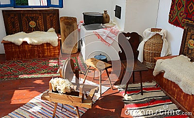 Traditional romanian peasant objects Stock Photo