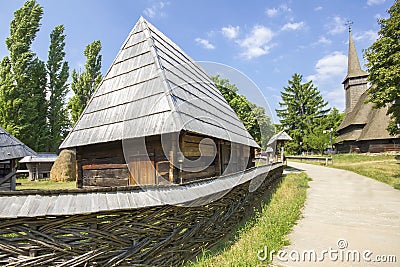 Traditional romanian wooden house Stock Photo