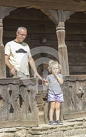 Traditional romanian wooden porch Editorial Stock Photo