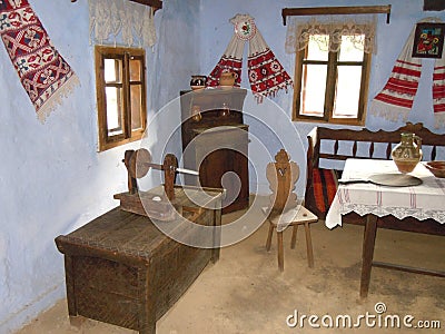 Traditional room in the Maramures area, Romania Editorial Stock Photo