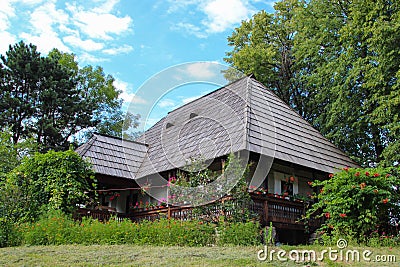 Traditional Rosu House - Suceava Village Museum Stock Photo