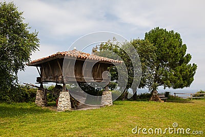 Traditional rural grain storehouse Horreo of northern Spain Stock Photo