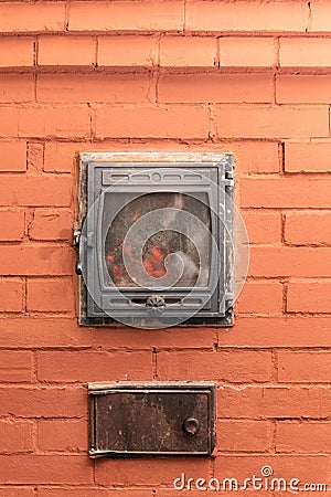 Traditional russian brick oven Stock Photo