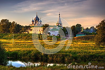 Traditional russian churches in countryside Stock Photo