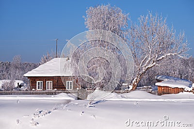 Traditional russian country house izba in village Talitsa under Stock Photo