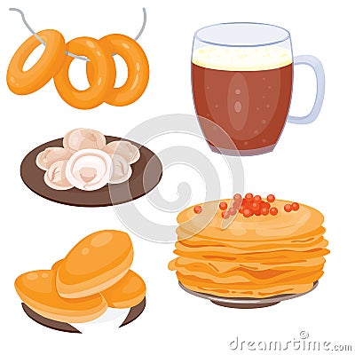 Traditional Russian cuisine culture dish course food welcome to Russia gourmet national meal vector illustration Vector Illustration