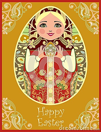 Traditional Russian matryoshka (matrioshka) dolls Vector Illustration