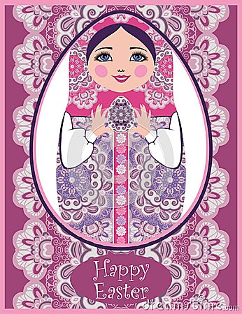 Traditional Russian matryoshka (matrioshka) dolls Vector Illustration