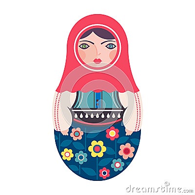 Traditional Russian Matryoshka Nesting Doll Vector Illustration