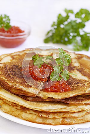 Traditional Russian pancakes Stock Photo