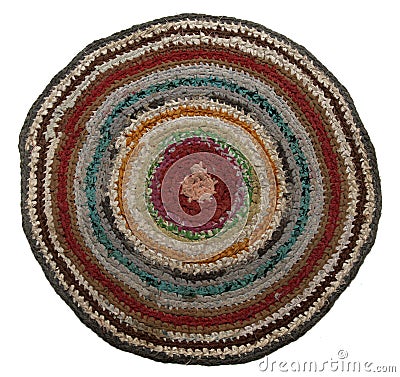 Traditional Russian round knit Mat handmade. Stock Photo