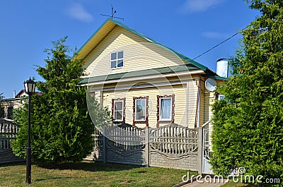 Traditional russian rural wooden house Stock Photo