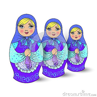 traditional Russian souvenir nesting dolls Vector Illustration