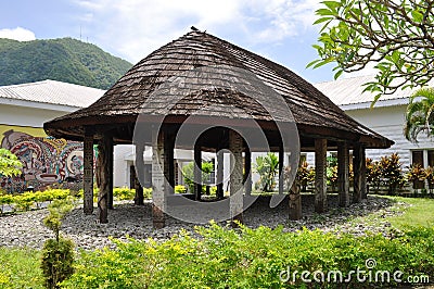 Traditional samoan hut. Photo taken in Pago Pago, American Samoa. Editorial Stock Photo