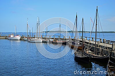 Traditional Scandinavian Wooden boats at Roskilde Denmark Stock Photo