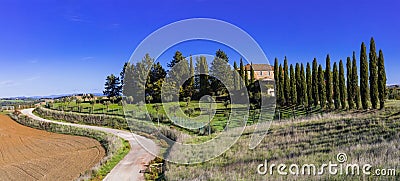 scenic coutryside and rural scenery of Tuscany. Italy Stock Photo