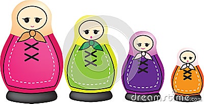 Traditional set of russian dolls Vector Illustration