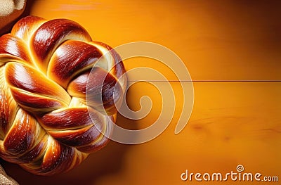 traditional Shabbat challah, homemade Braided challah bun, Purim pastries, national Jewish cuisine, traditional Jewish dish Stock Photo