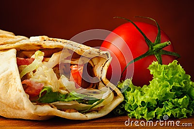 Traditional shawarma and vegetables Stock Photo