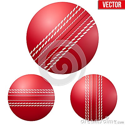 Traditional shiny red cricket ball Vector Illustration