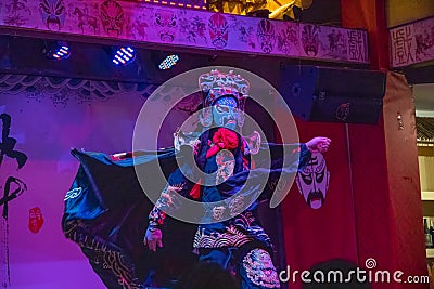 Traditional sichuan opera face changing Editorial Stock Photo