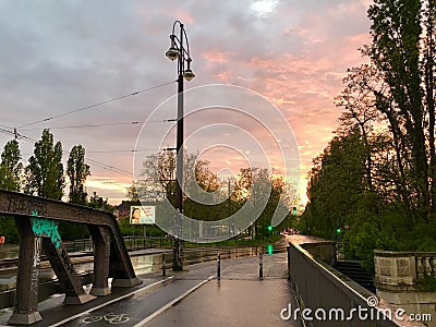 Traditional sideway streets around city in Berlin in the afternoon Editorial Stock Photo