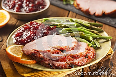 Traditional Sliced Honey Glazed Ham Stock Photo