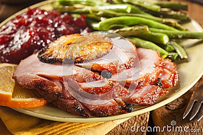 Traditional Sliced Honey Glazed Ham Stock Photo