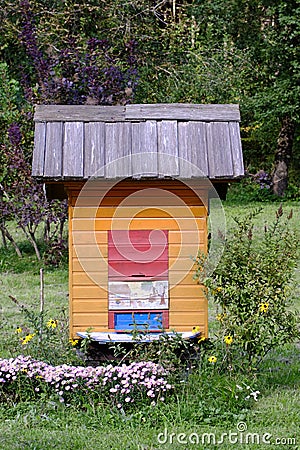Traditional slovenian beehive Stock Photo
