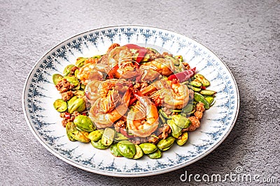 Stir fried Sato with shrimps paste Stock Photo